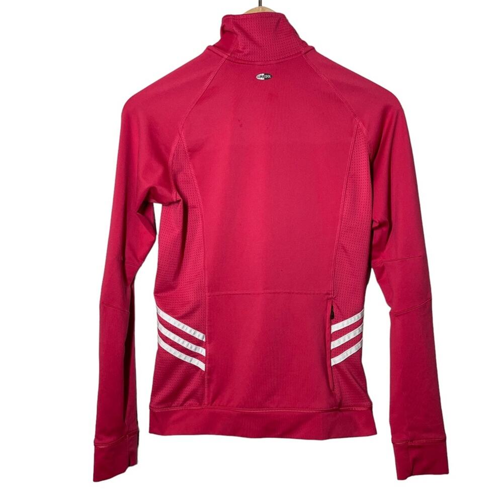 Adidas Pink Full Zip Jacket Small 3-Stripe Womens Climacool Retro - Picture 2 of 5
